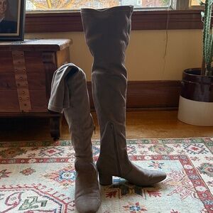 JustFab Taupe Over-the-Knee Suede Boots